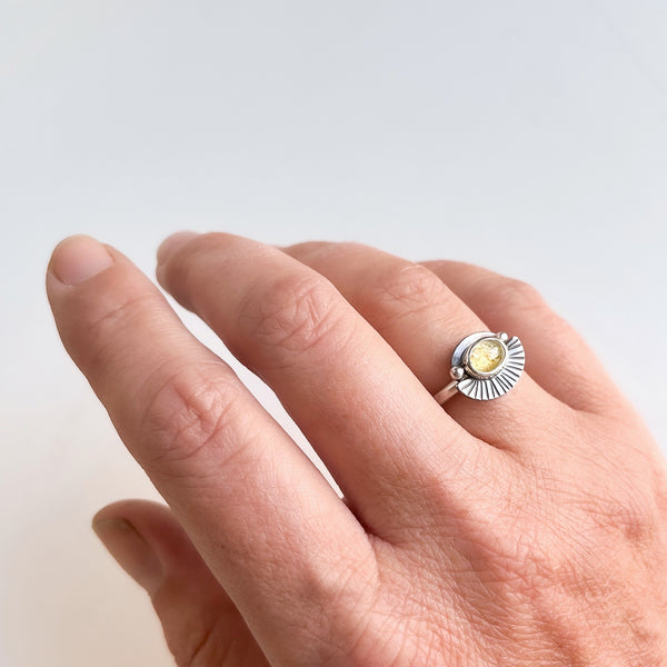 Yellow Fan Tourmaline Ring
