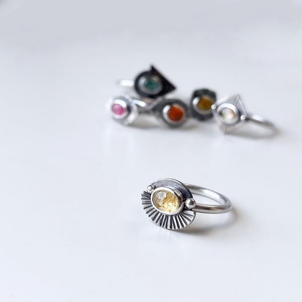 Yellow Fan Tourmaline Ring