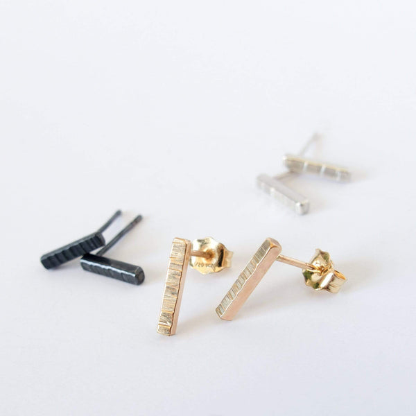 Bonnie Magpie Earrings Short Textured Bar Studs