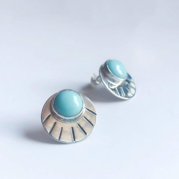 Bonnie Magpie Earrings Turquoise Eyelash Studs